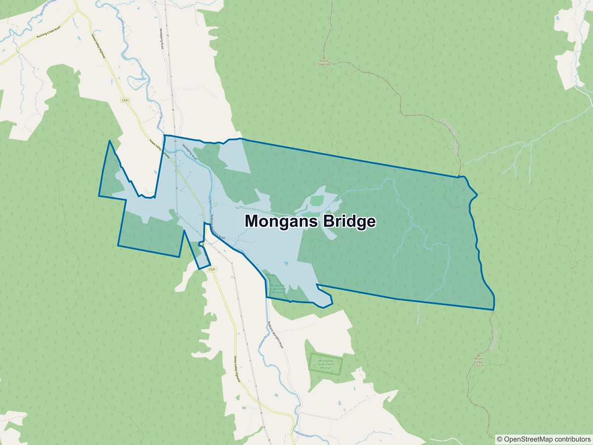 Map of Mongans Bridge, VIC, Australia