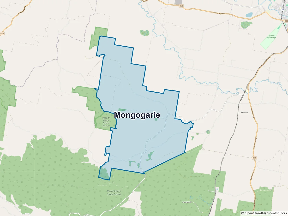 Map of Mongogarie, NSW, Australia