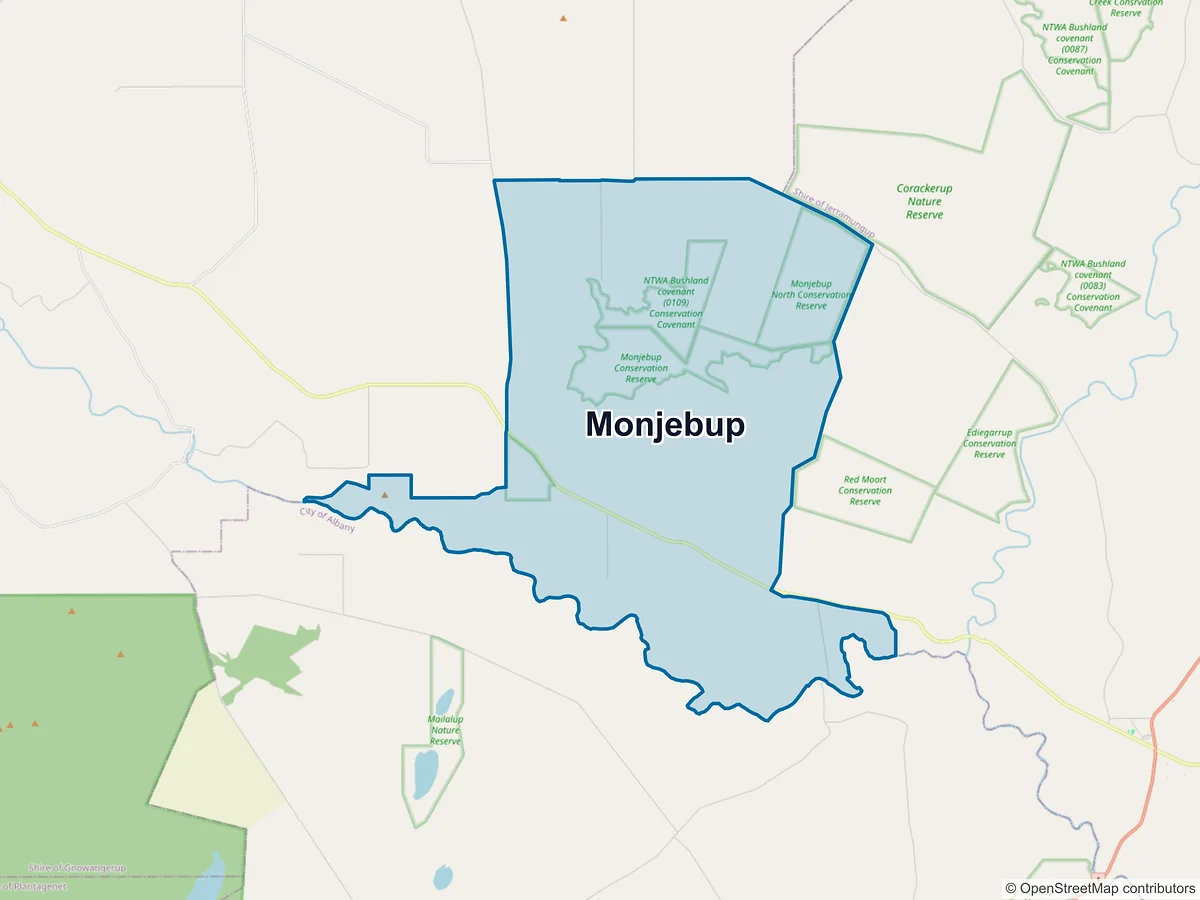 Map of Monjebup, WA, Australia