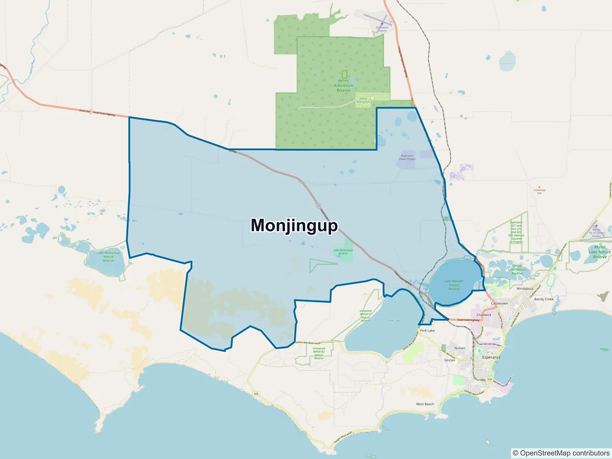 Map of Monjingup, WA, Australia
