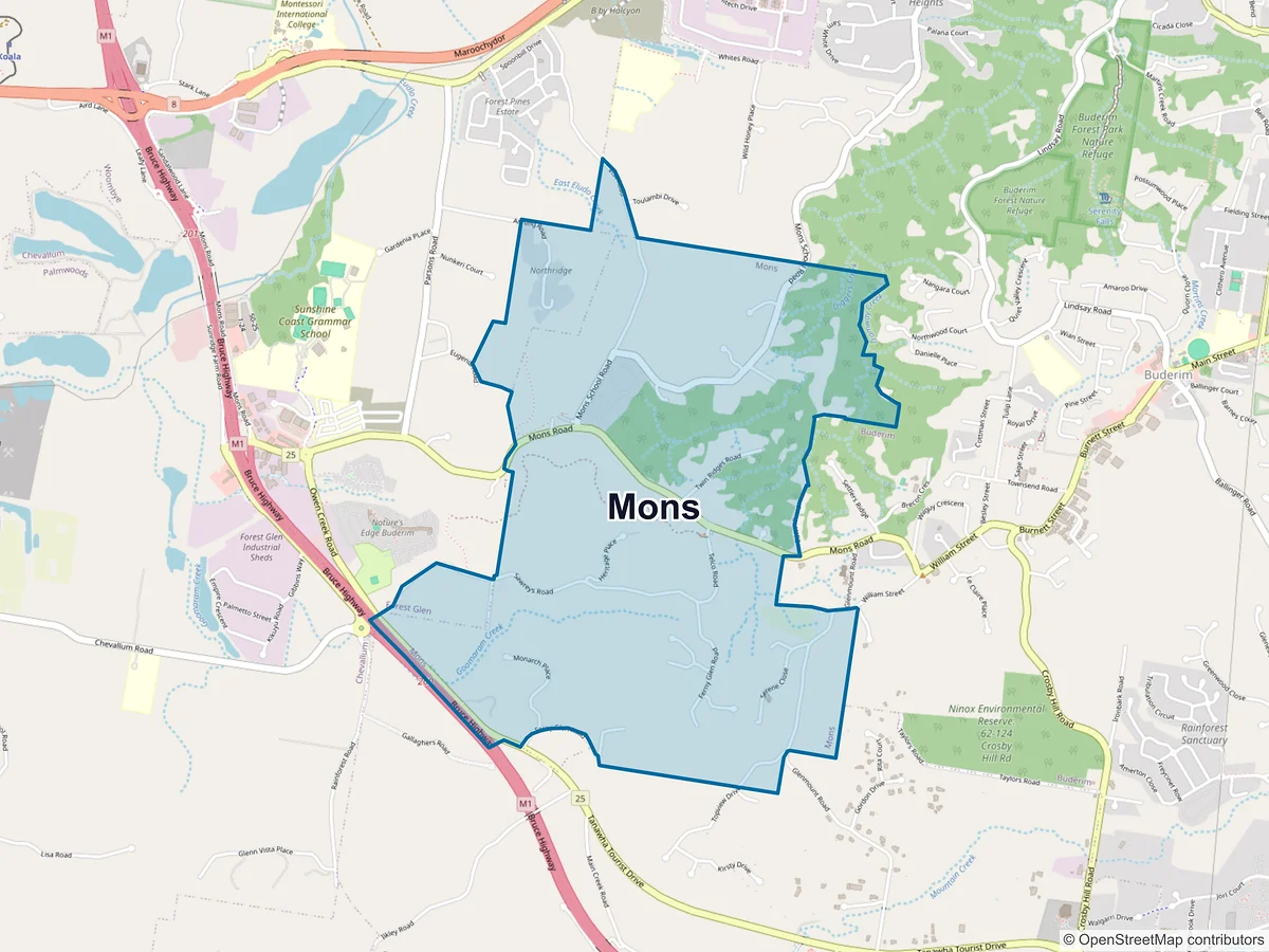 Map of Mons, QLD, Australia
