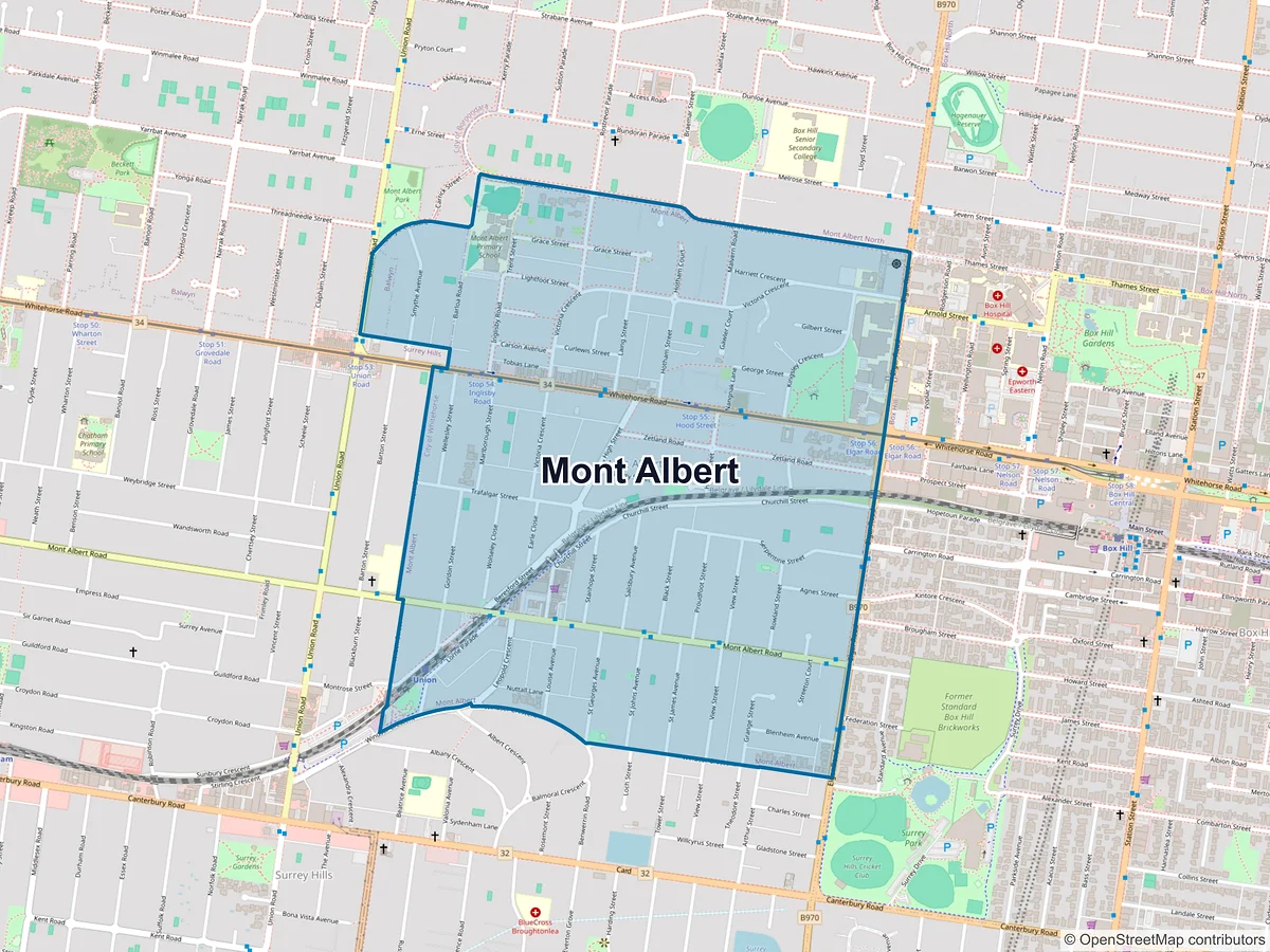 Map of Mont Albert, VIC, Australia