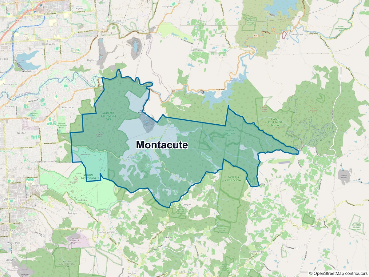 Map of Montacute, SA, Australia
