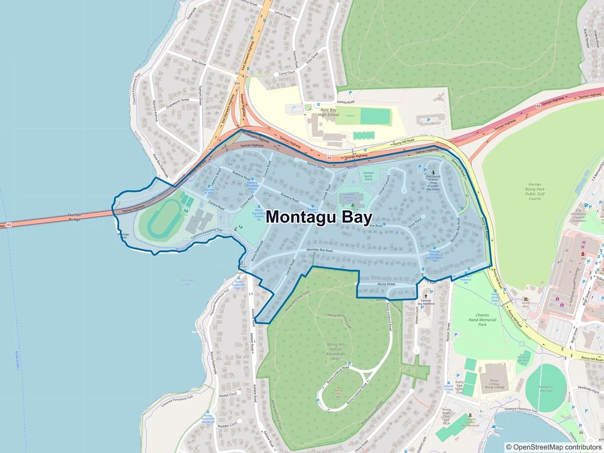 Map of Montagu Bay, TAS, Australia