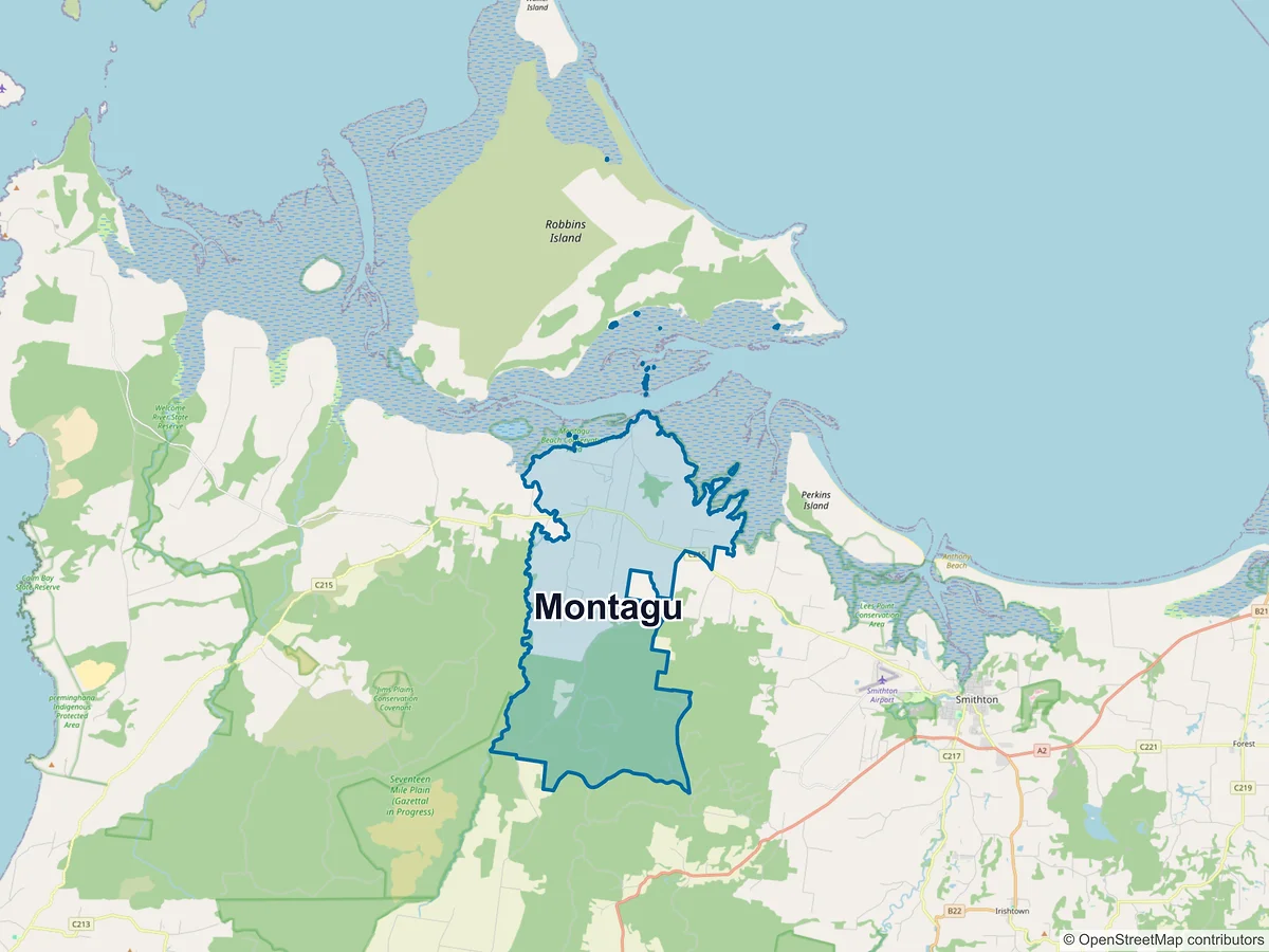 Map of Montagu, TAS, Australia