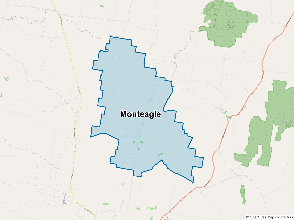 Map of Monteagle, NSW, Australia