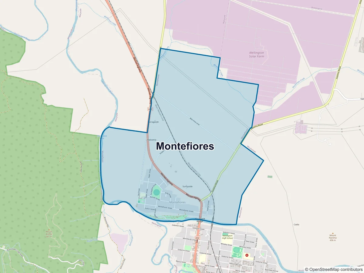 Map of Montefiores, NSW, Australia