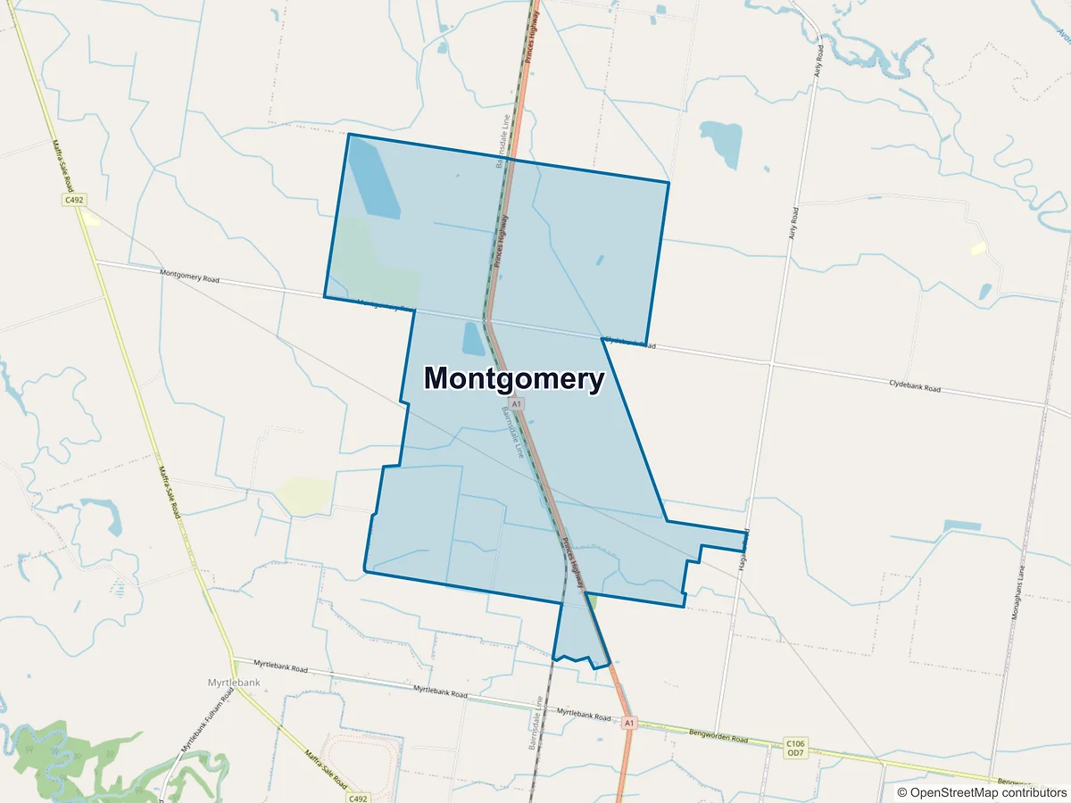 Map of Montgomery, VIC, Australia