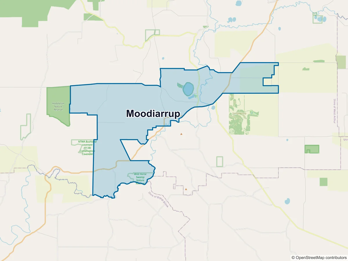 Map of Moodiarrup, WA, Australia