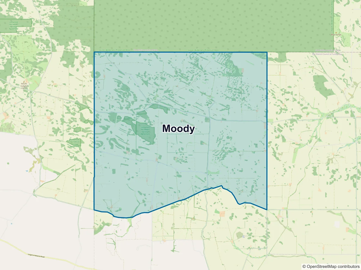 Map of Moody, SA, Australia