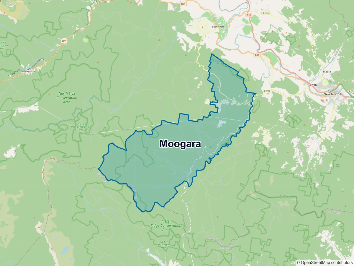 Map of Moogara, TAS, Australia