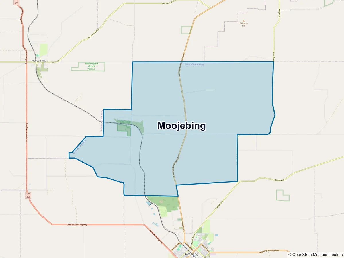 Map of Moojebing, WA, Australia