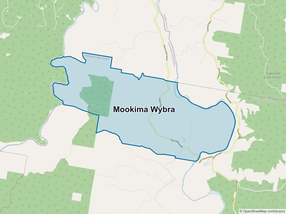 Map of Mookima Wybra, NSW, Australia