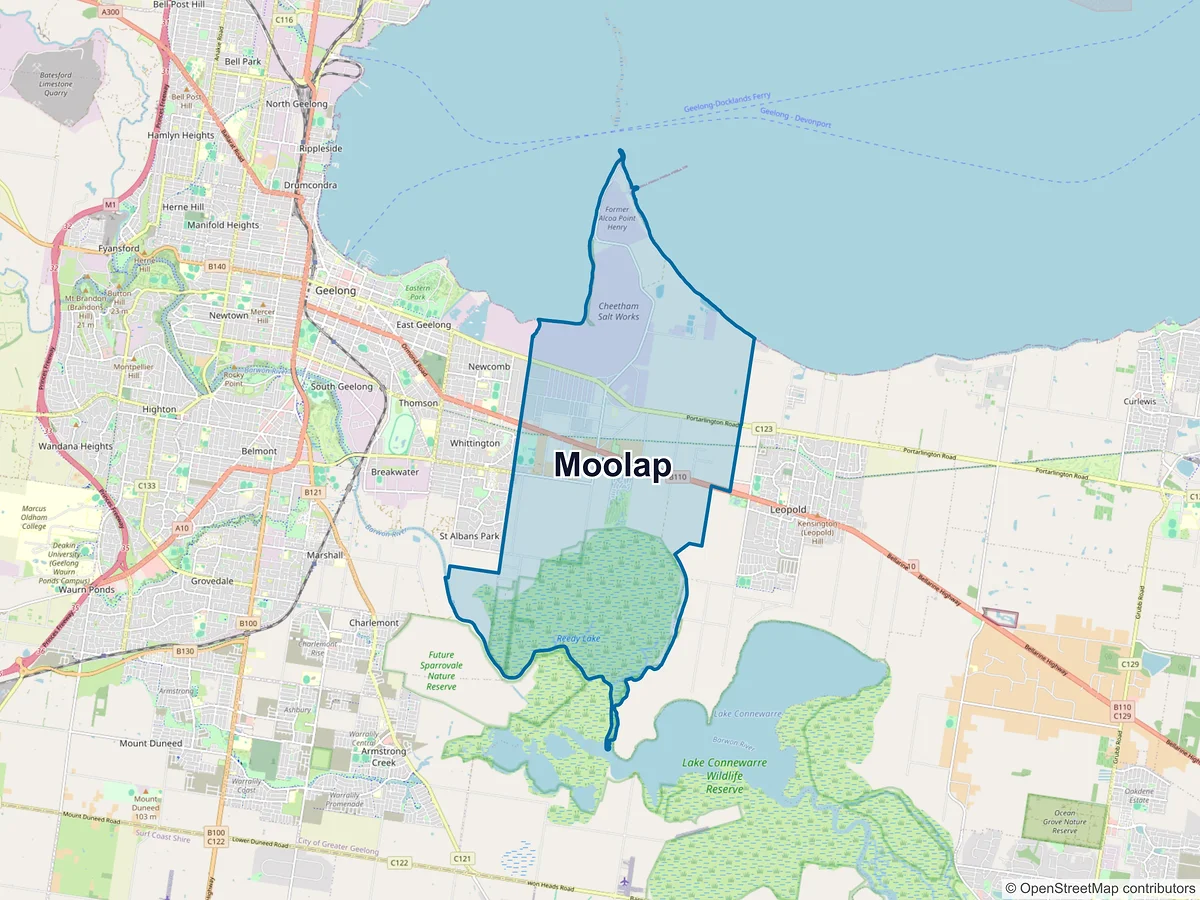 Map of Moolap, VIC, Australia