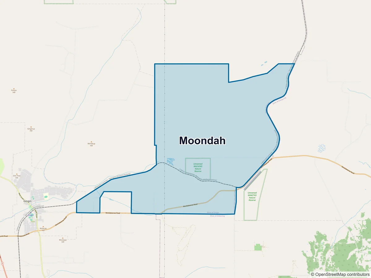 Map of Moondah, WA, Australia