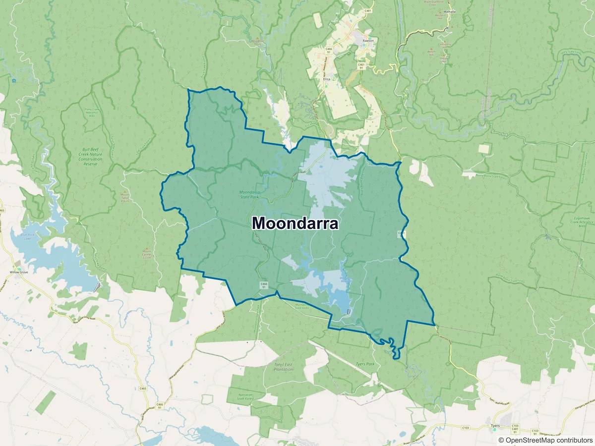 Map of Moondarra, VIC, Australia