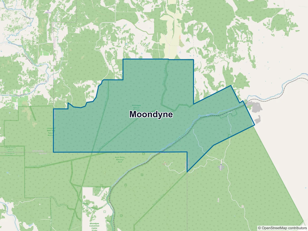 Map of Moondyne, WA, Australia