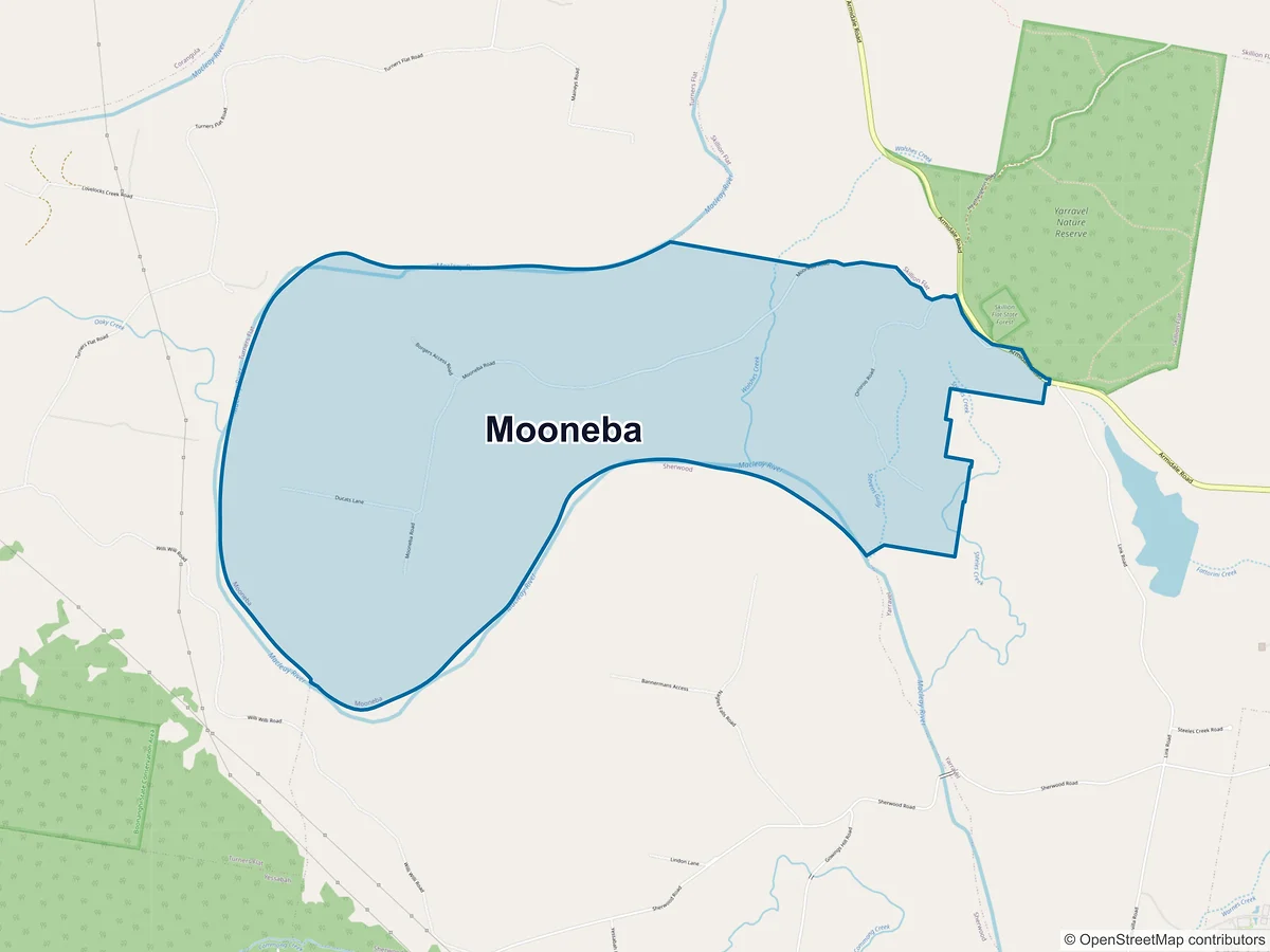 Map of Mooneba, NSW, Australia