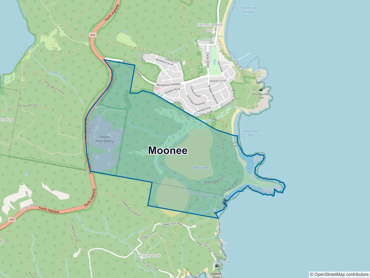 Map of Moonee, NSW, Australia