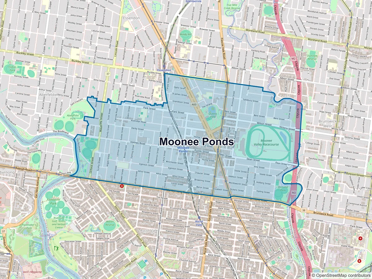 Map of Moonee Ponds, VIC, Australia