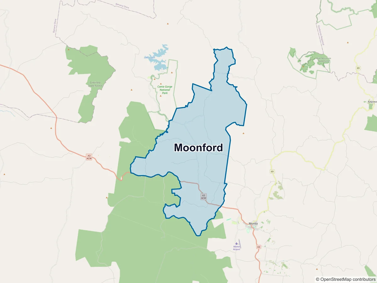 Map of Moonford, QLD, Australia