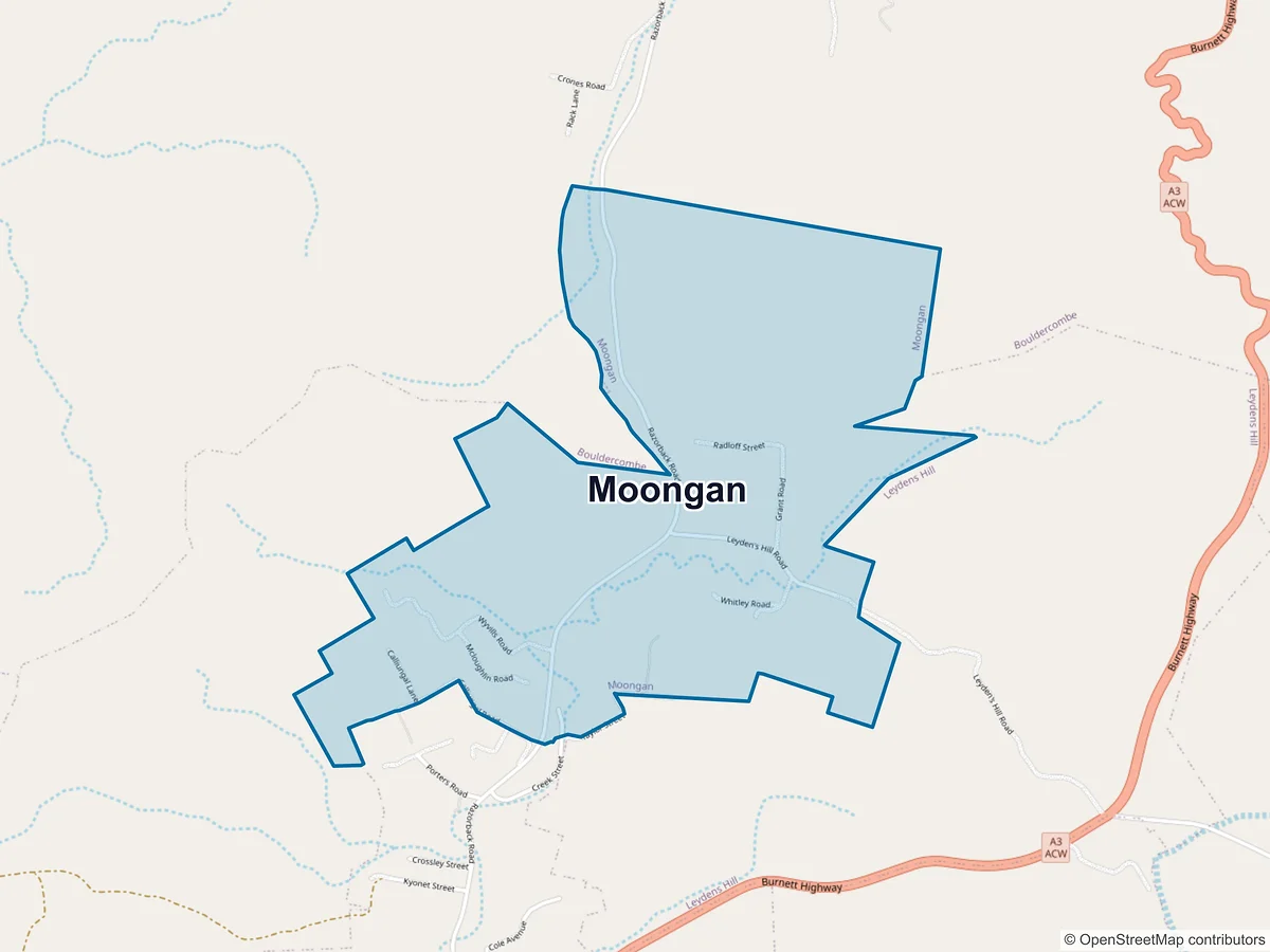 Map of Moongan, QLD, Australia