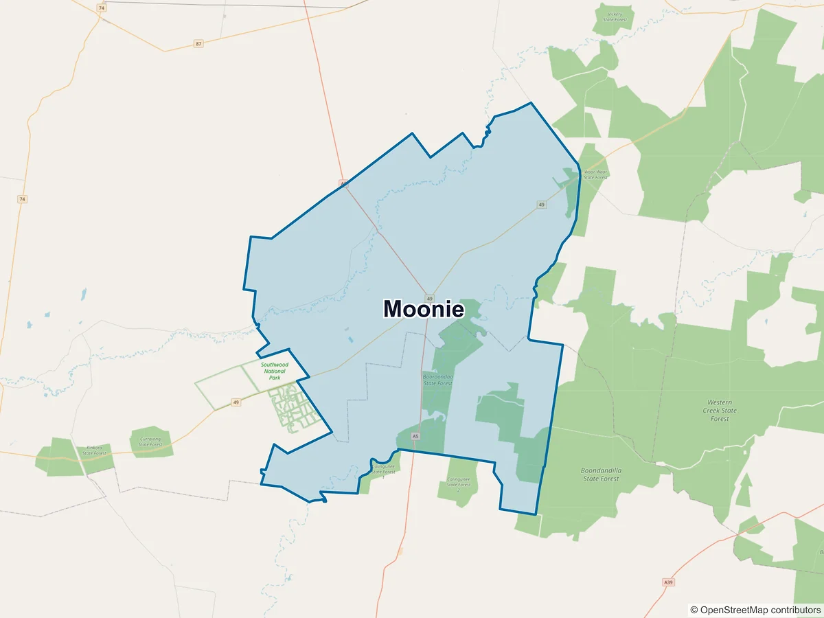 Map of Moonie, QLD, Australia
