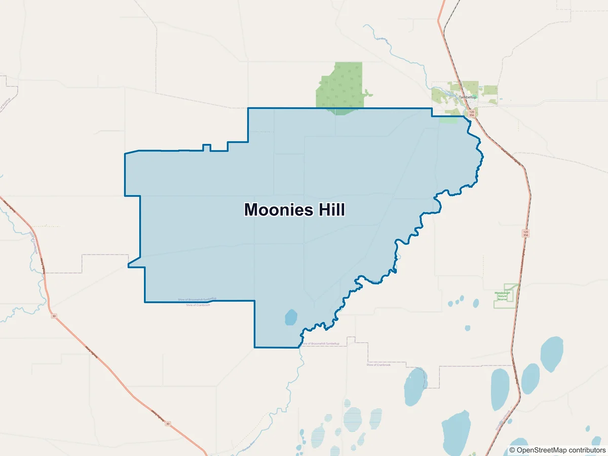 Map of Moonies Hill, WA, Australia