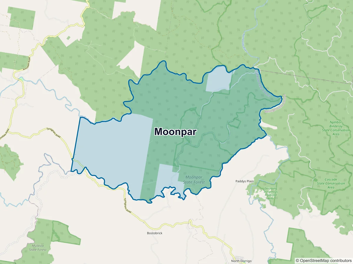 Map of Moonpar, NSW, Australia