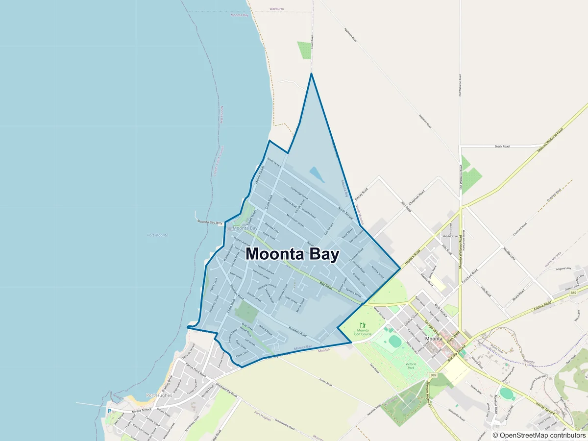 Map of Moonta Bay, SA, Australia