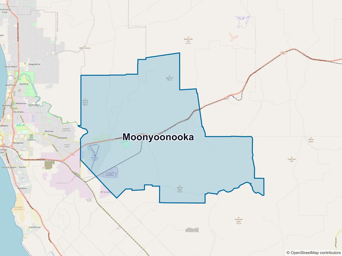 Map of Moonyoonooka, WA, Australia