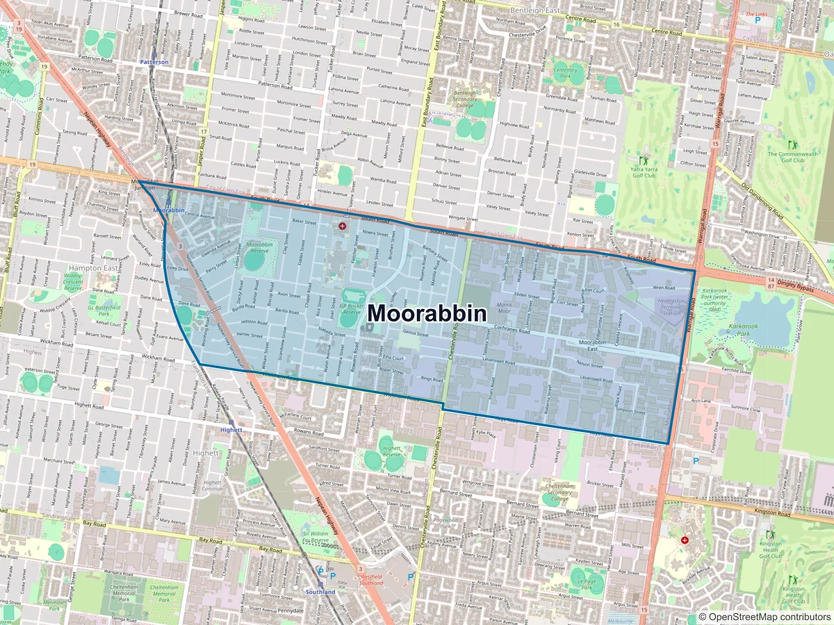 Map of Moorabbin, VIC, Australia