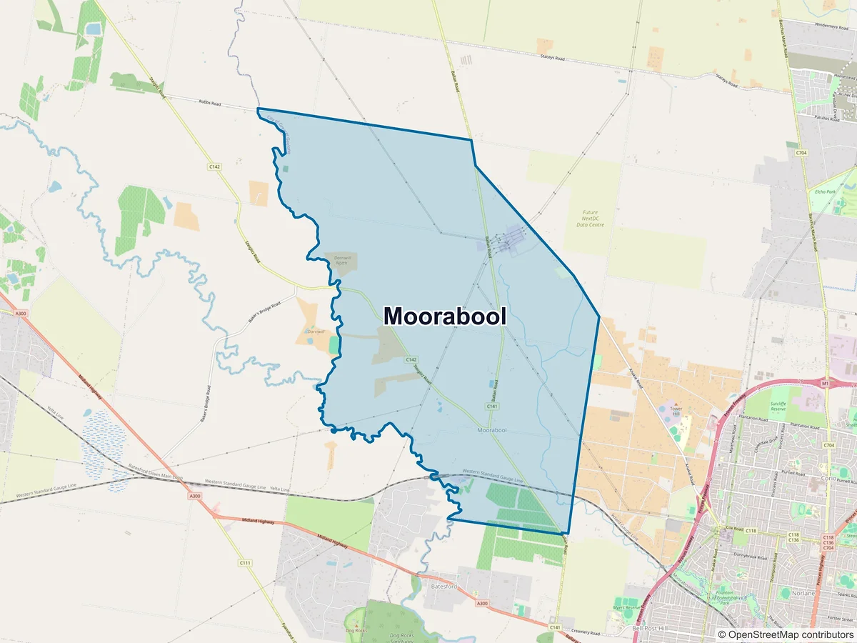 Map of Moorabool, VIC, Australia
