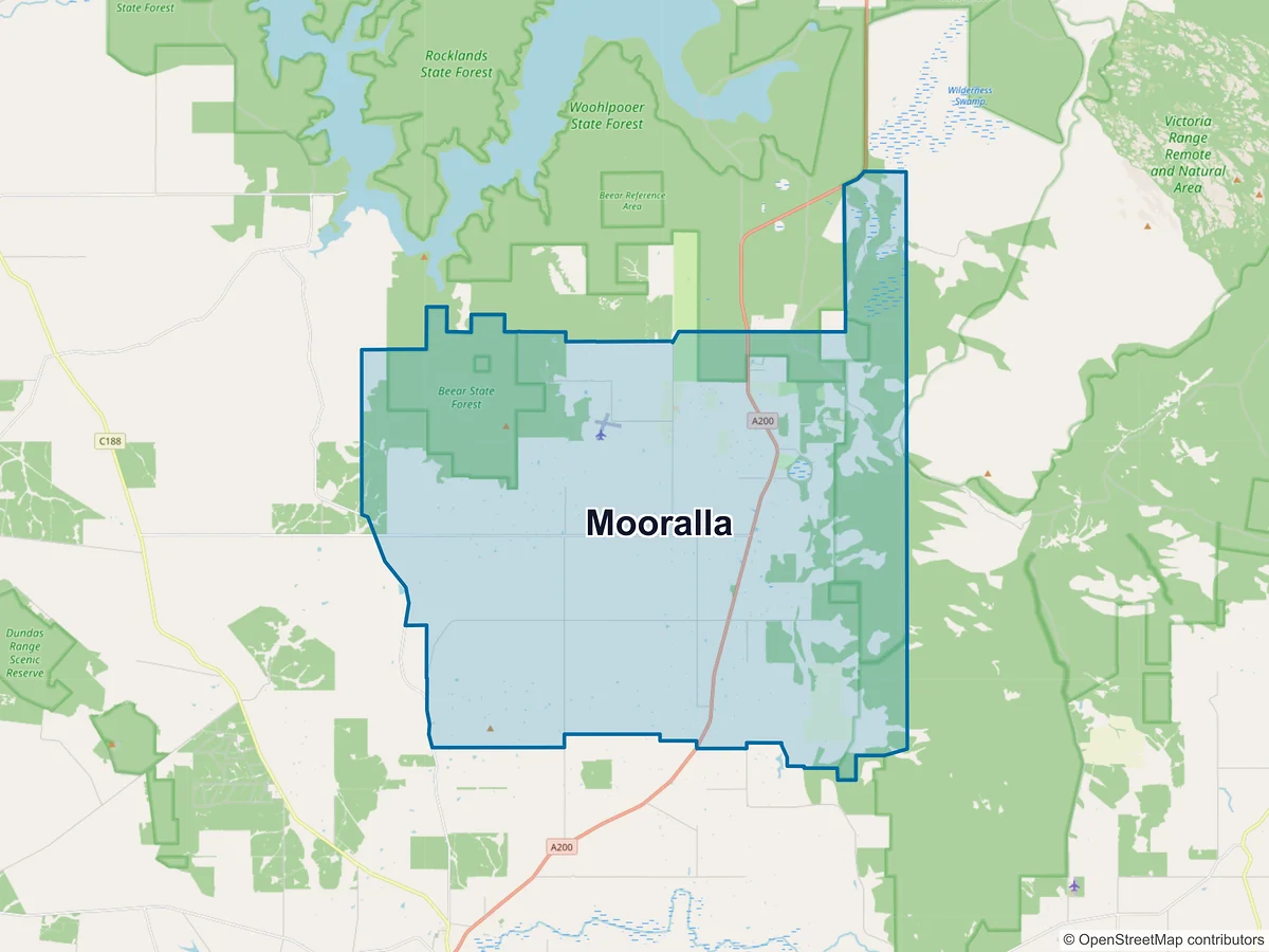 Map of Mooralla, VIC, Australia