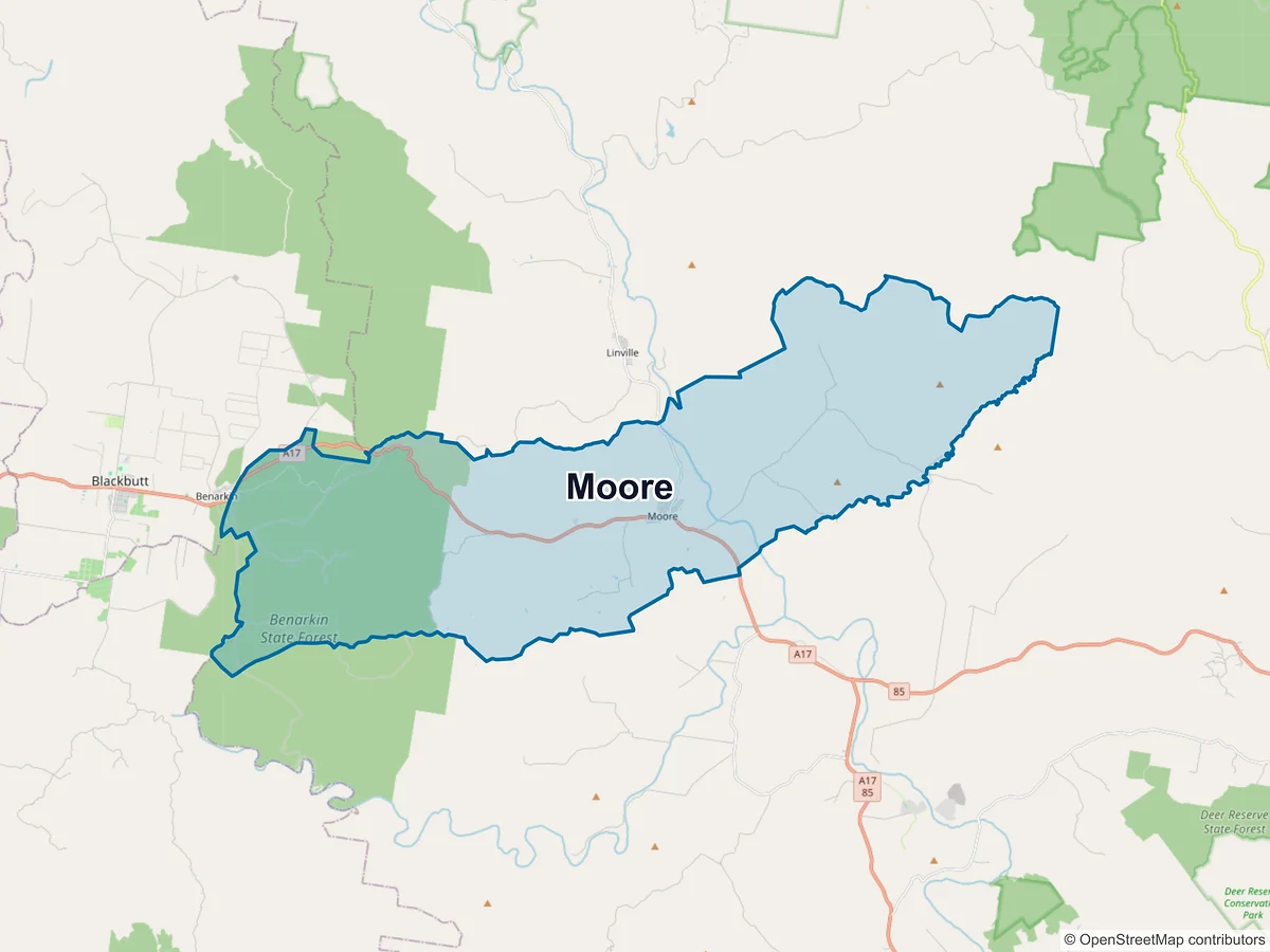 Map of Moore, QLD, Australia