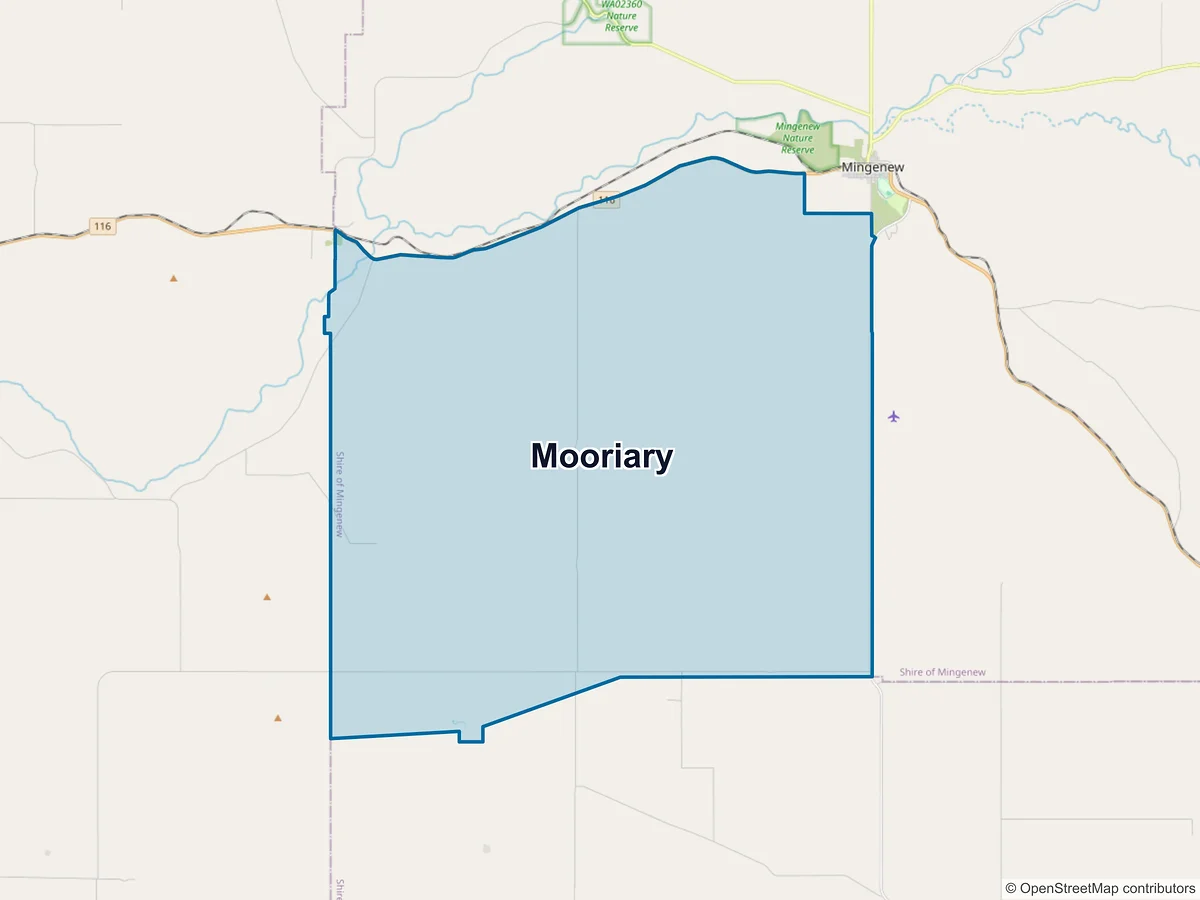 Map of Mooriary, WA, Australia