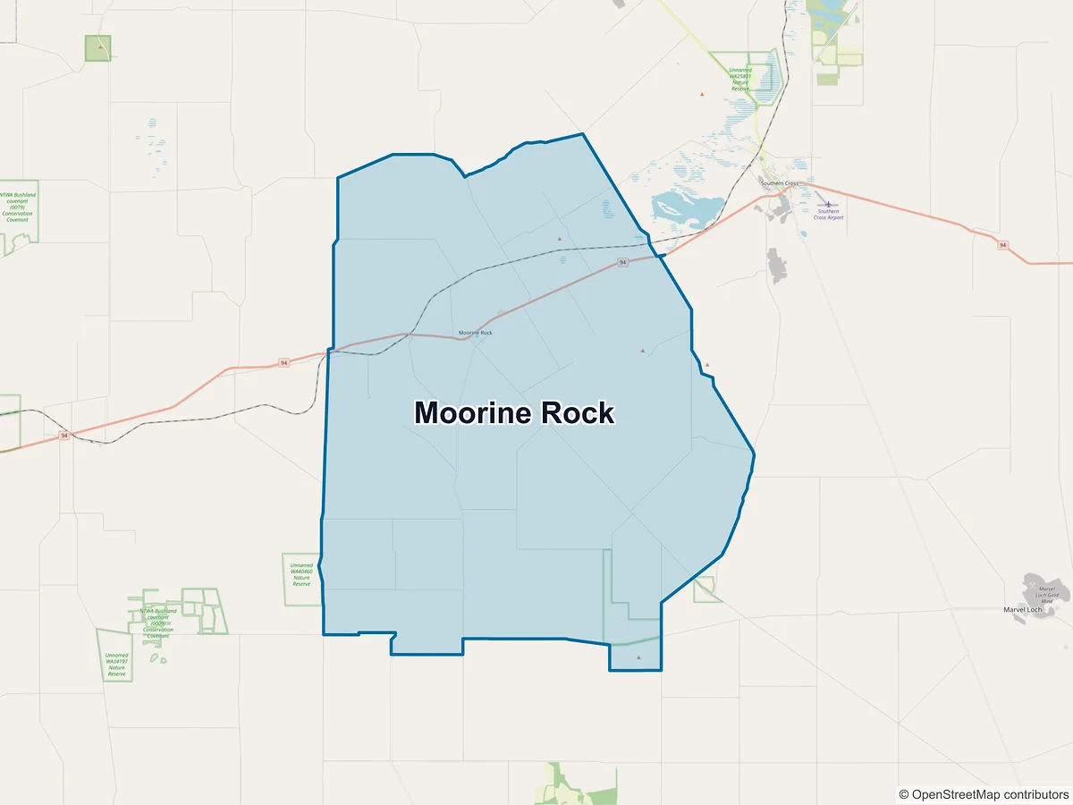 Map of Moorine Rock, WA, Australia