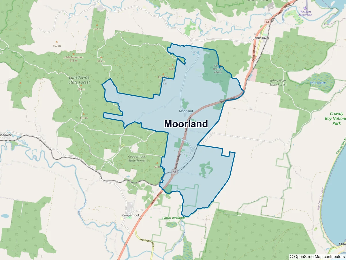 Map of Moorland, NSW, Australia