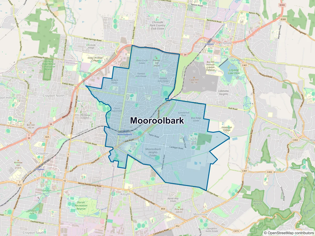 Map of Mooroolbark, VIC, Australia