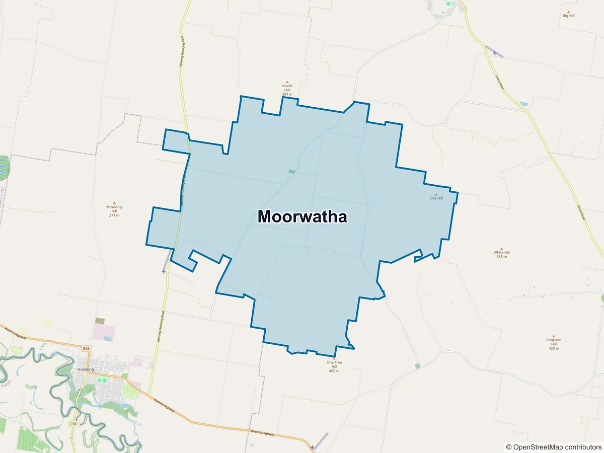 Map of Moorwatha, NSW, Australia