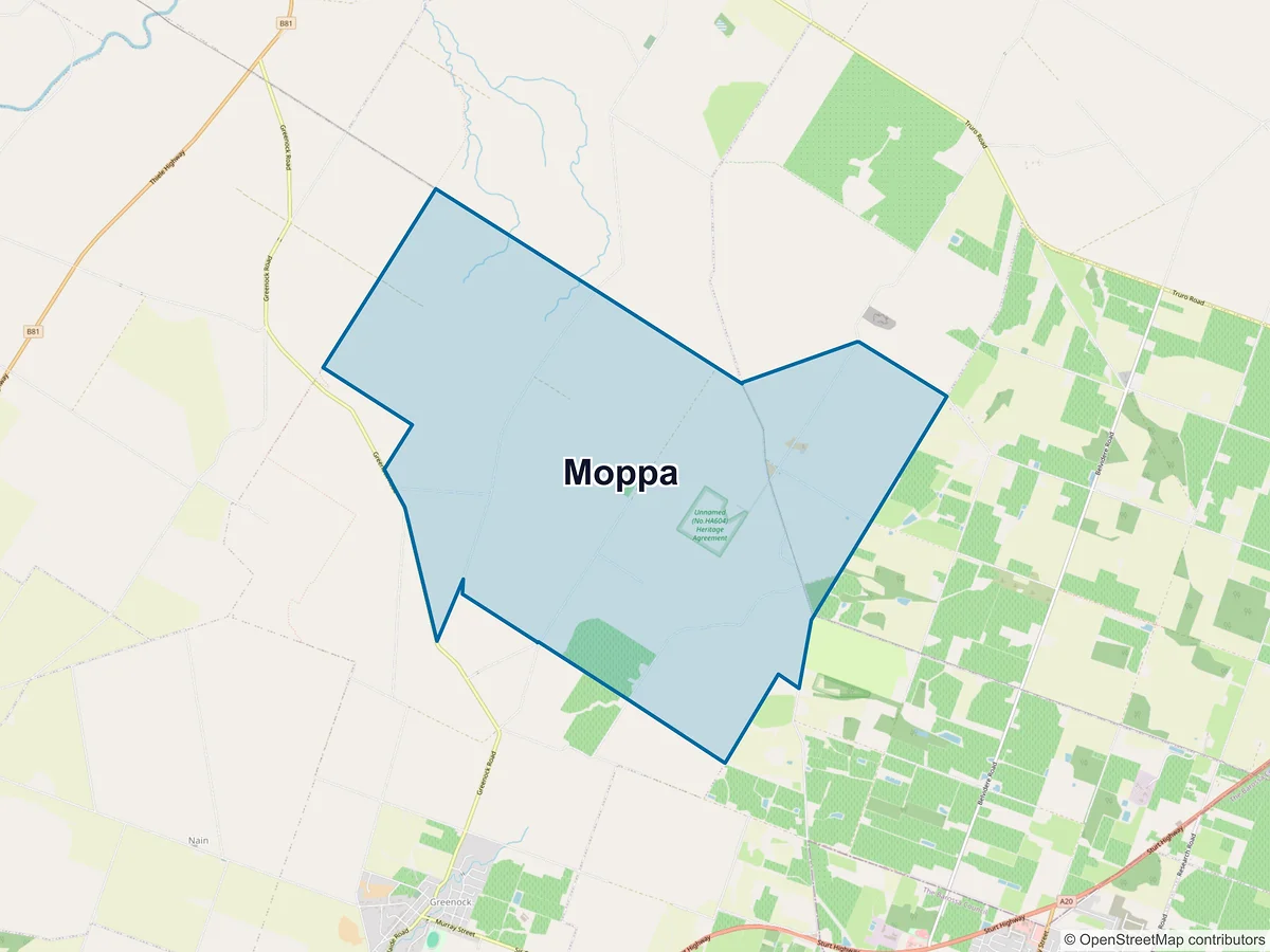 Map of Moppa, SA, Australia
