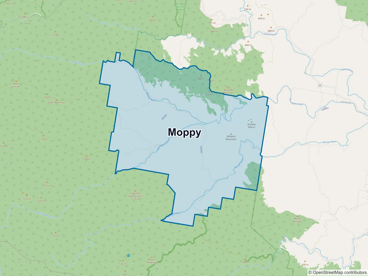 Map of Moppy, NSW, Australia
