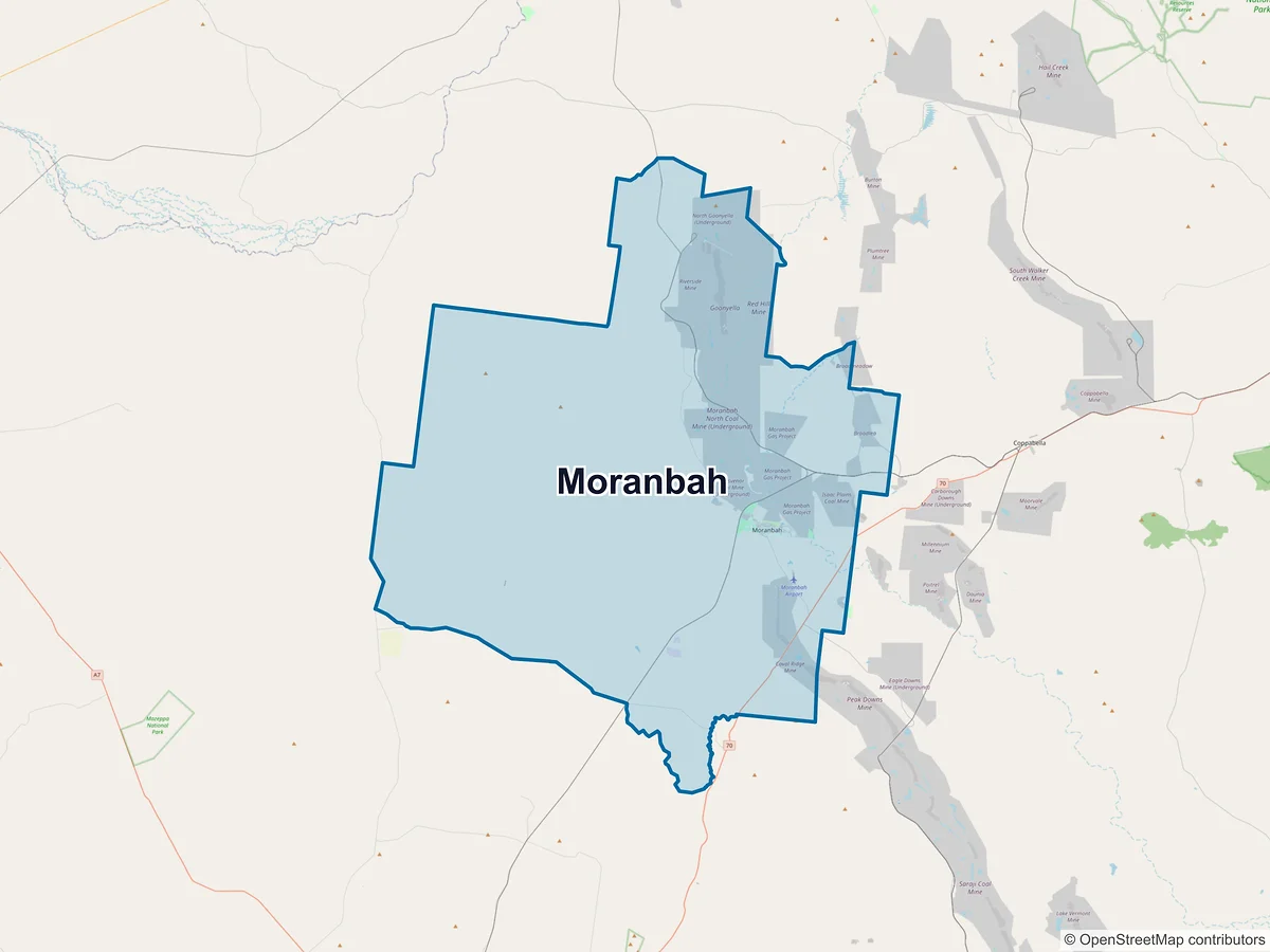 Map of Moranbah, QLD, Australia