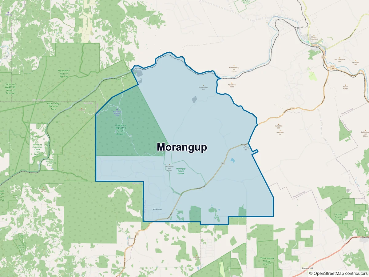 Map of Morangup, WA, Australia