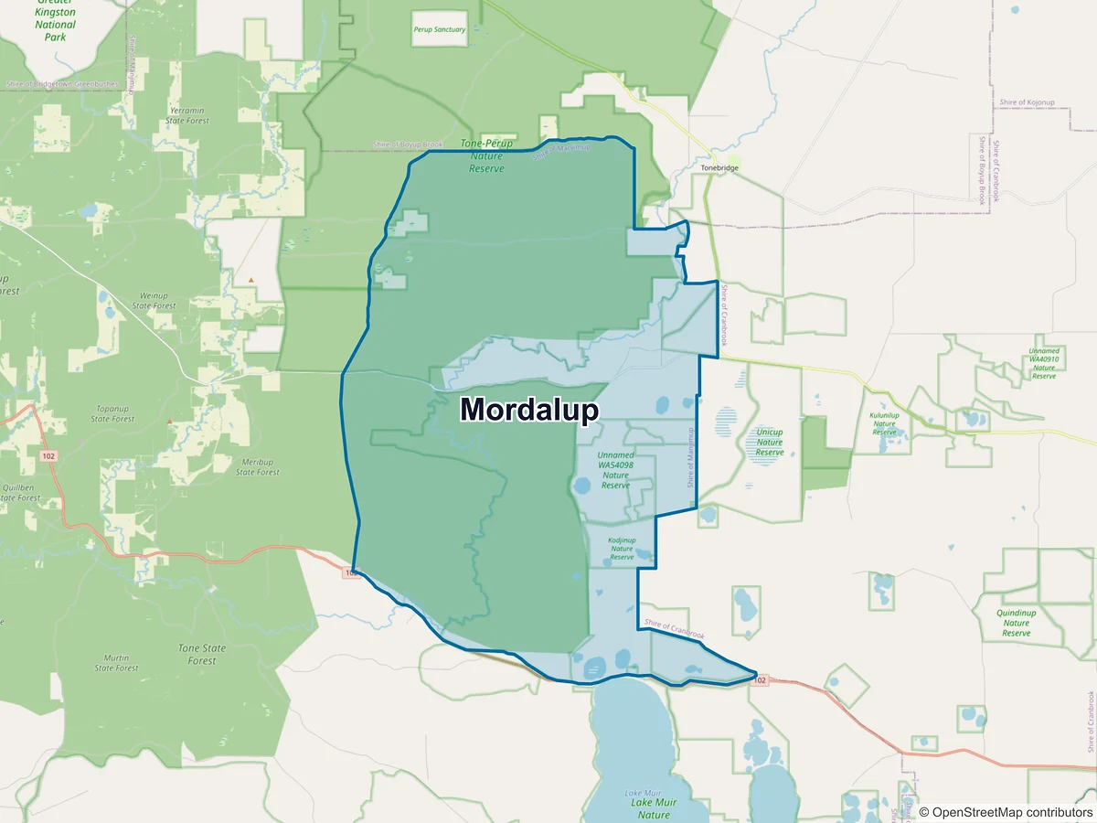 Map of Mordalup, WA, Australia