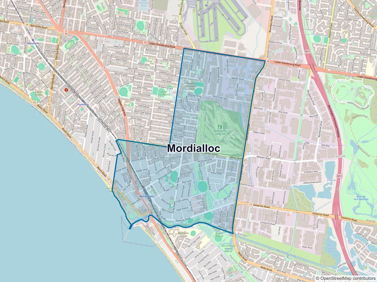 Map of Mordialloc, VIC, Australia