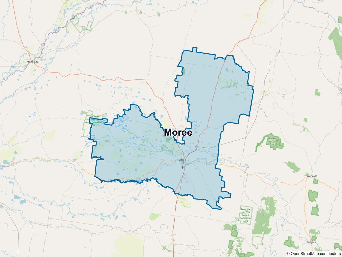 Map of Moree, NSW, Australia