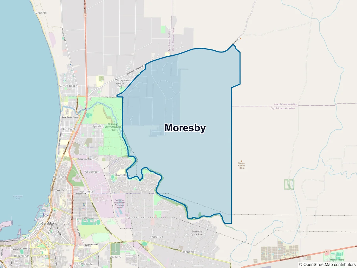 Map of Moresby, WA, Australia