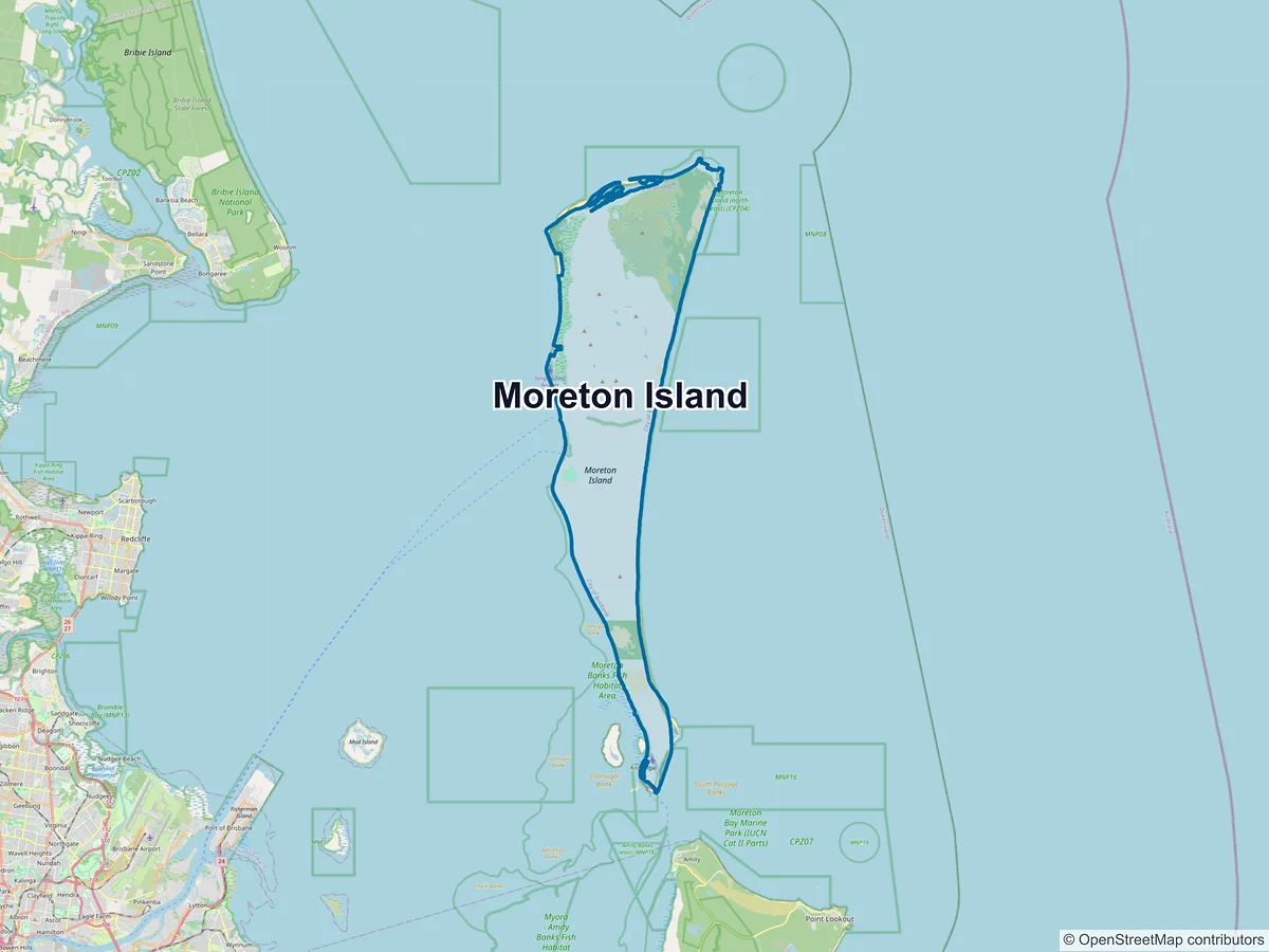 Map of Moreton Island, QLD, Australia