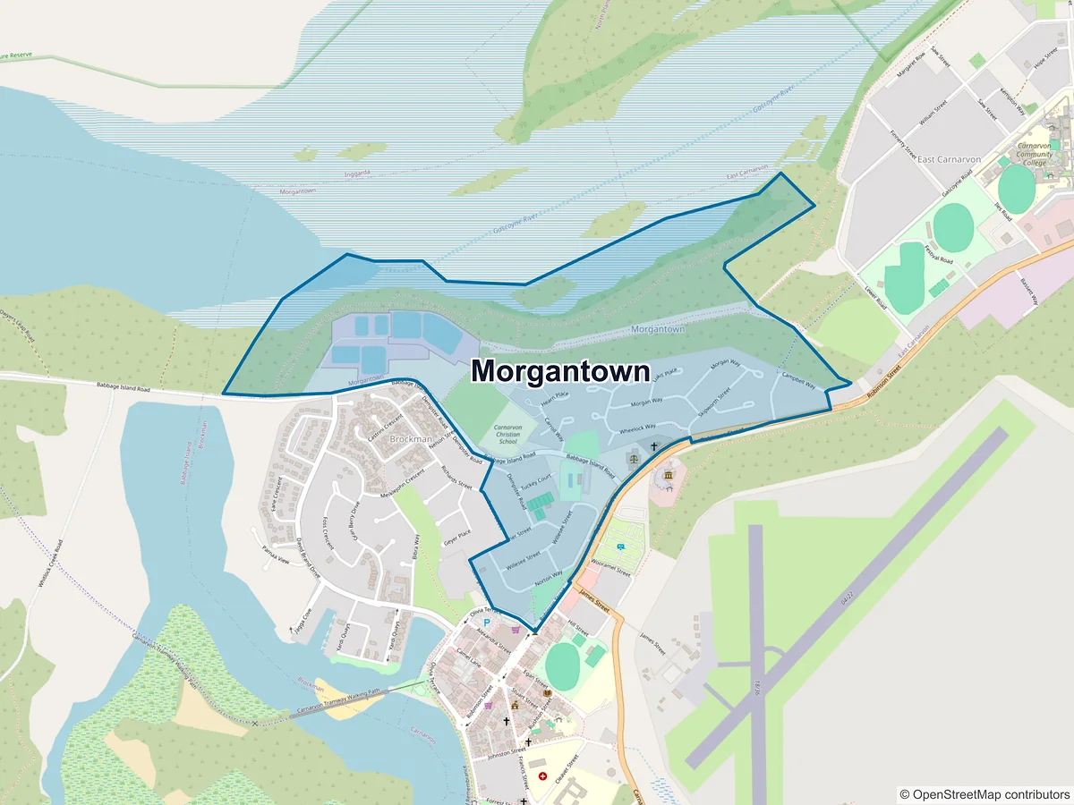 Map of Morgantown, WA, Australia